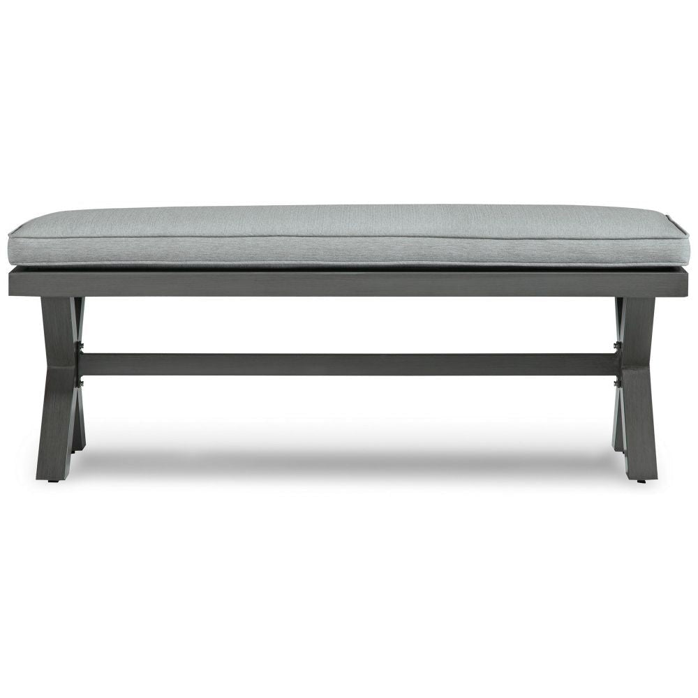 Asp 54 Inch Outdoor Bench Gray Aluminum Frame Soft Polyester Cushioning By Casagear Home BM296993