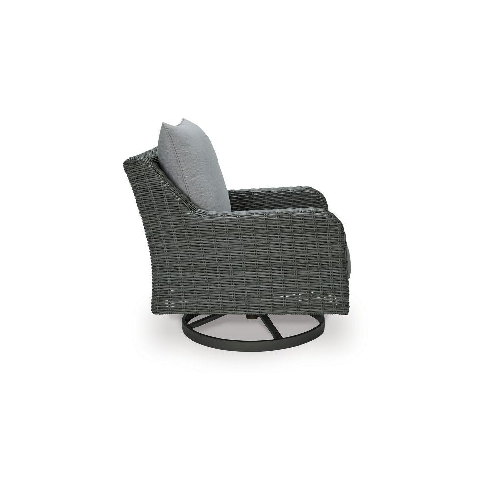 Asp 32 Inch Swivel Outdoor Lounge Chair Aluminum Frame Gray Upholstery By Casagear Home BM297012