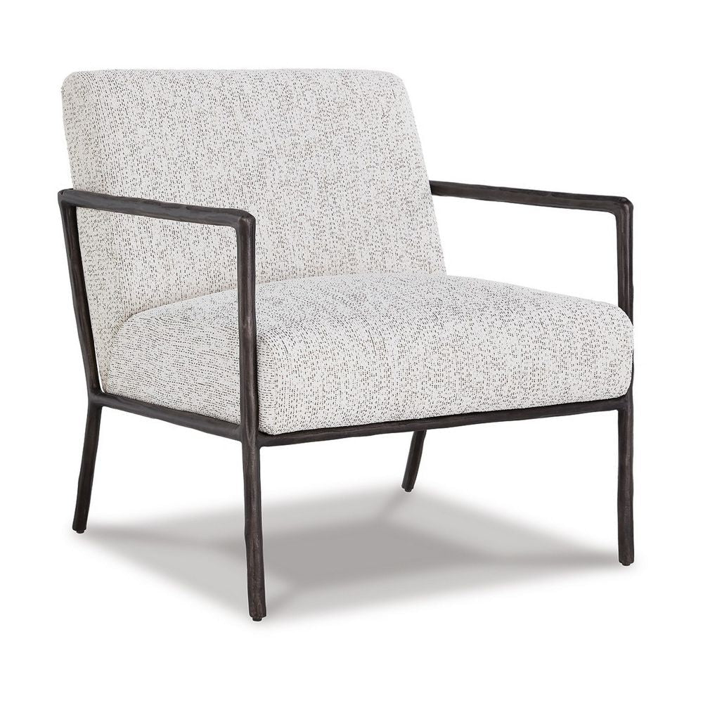 Tusk 29 Inch Accent Chair, Classic Black Aluminum Frame, White Upholstery By Casagear Home