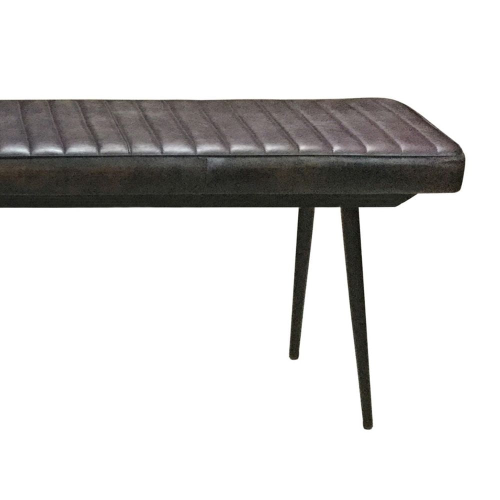 Mia 54 Inch Bench Hand Dyed Espresso Brown Leather Vertical Tufting By Casagear Home BM297146