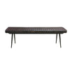 Mia 54 Inch Bench, Hand Dyed Espresso Brown Leather, Vertical Tufting  By Casagear Home