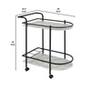 Rhea 32 Inch Bar Cart Trolley U Shaped Tray Faux Marble Shelves Black By Casagear Home BM297176