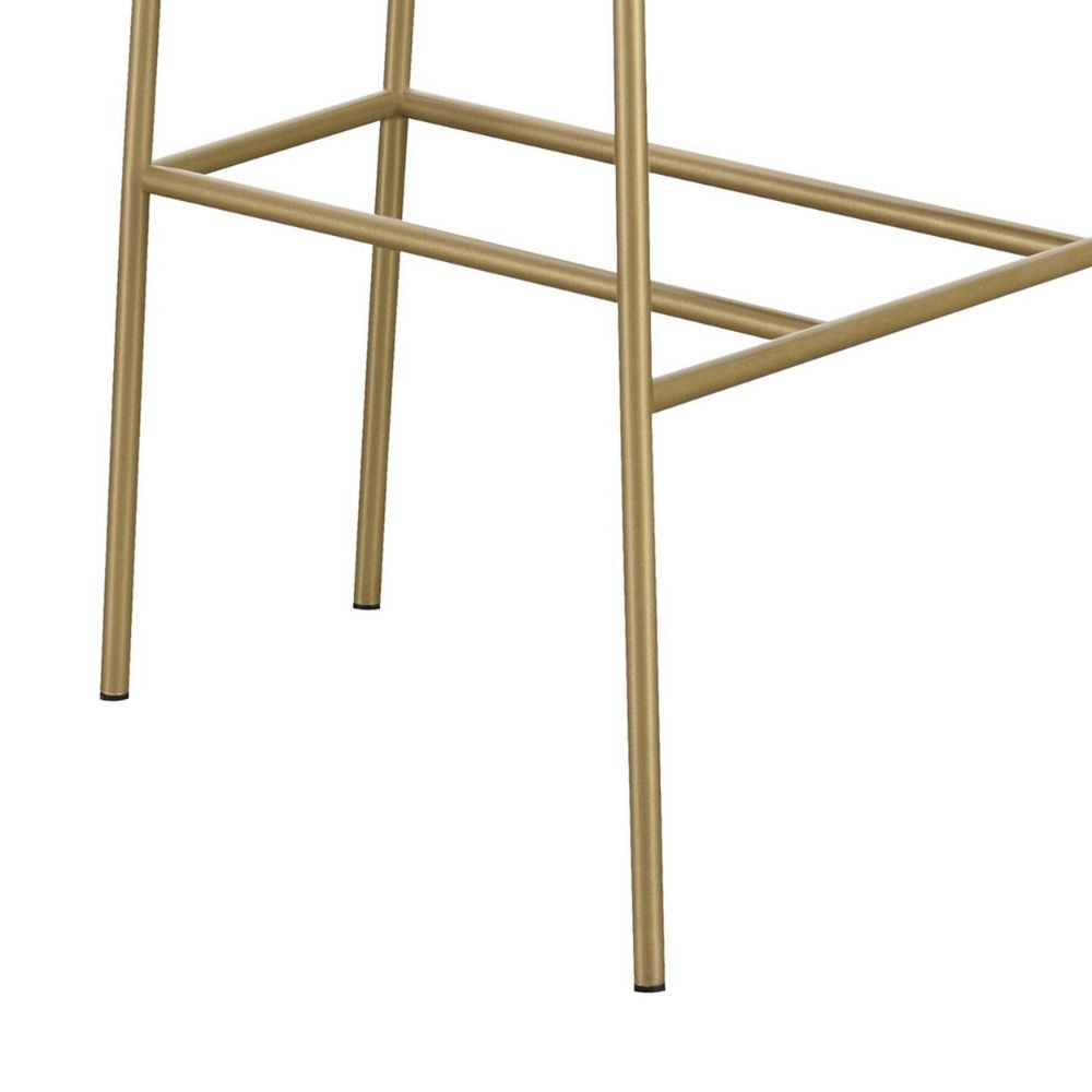 Lox 30 Inch Modern Barstool Gray Padded Back and Seat Gold Finish Metal By Casagear Home BM297212