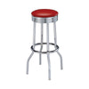 30 Inch Set of 2 Retro Barstools, Retro Red Faux Leather Seats, Chrome Legs By Casagear Home