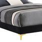 Lif Platform California King Size Bed Tufted Headboard Gold Black Velvet By Casagear Home BM297257