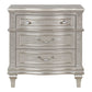 Inz 32 Inch 3 Drawer Nightstand Elegant Trim Details Silver Finish By Casagear Home BM297261