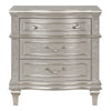 Inz 32 Inch 3 Drawer Nightstand Elegant Trim Details Silver Finish By Casagear Home BM297261