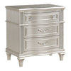 Inz 32 Inch 3 Drawer Nightstand, Elegant Trim Details, Silver Finish  By Casagear Home