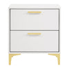 Lif 25 Inch Modern 2 Drawer Nightstand Gold Metal Accents Pure White By Casagear Home BM297267