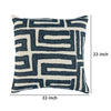 22 Inch Square Accent Throw Pillow Hand Stitched Applique in Blue Ivory By Casagear Home BM297343