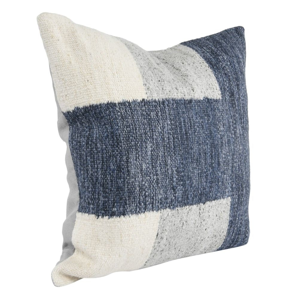 22 Inch Square Accent Throw Pillow Color Block Pattern Blue Gray White By Casagear Home BM297353