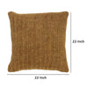 Rosie 22 Inch Square Accent Throw Pillow Hand Knitted Designs Brown Linen By Casagear Home BM297369