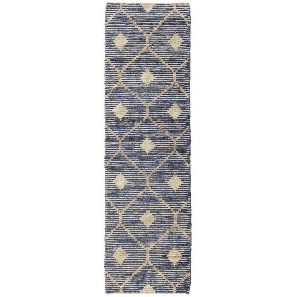 Axel 8 x 10 Area Rug Handwoven Blue Ikat Teardrop Design Cotton and Jute By Casagear Home BM297414