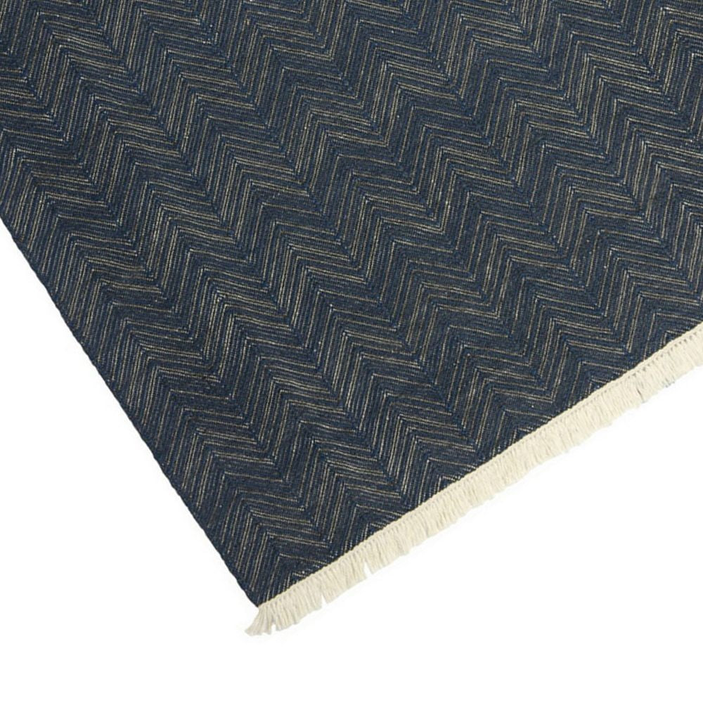 Lusia 2 x 3 Area Rug Handwoven Soft Fringes Herringbone Dark Navy Blue By Casagear Home BM297432