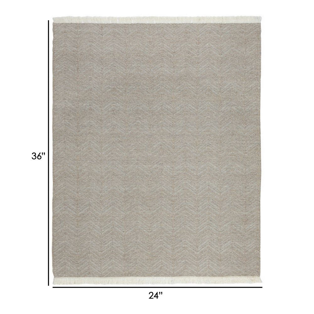 Lusia 2 x 3 Area Rug Handwoven Soft Fringes Herringbone Light Gray By Casagear Home BM297440