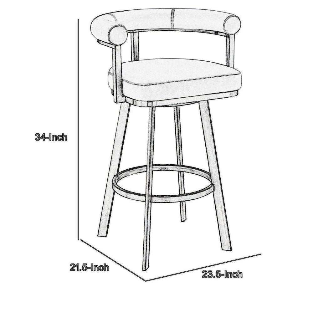 Gini 26 Inch Swivel Counter Stool Round Back Chrome White Faux Leather By Casagear Home BM298881