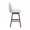 Lara 30 Inch Swivel Barstool Chair Soft Beige Polyester Brown Wood Legs By Casagear Home BM298895