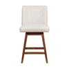 Lia 26 Inch Swivel Counter Stool Chair Brown Wood Frame Beige Polyester By Casagear Home BM298904