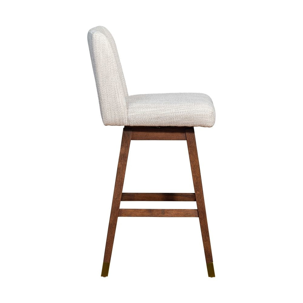 Lia 30 Swivel Barstool Chair Brown Rubberwood Frame Soft Beige Polyester By Casagear Home BM298905