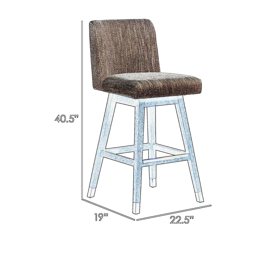 Lia 30 Swivel Barstool Chair Brown Rubberwood Frame Soft Beige Polyester By Casagear Home BM298905