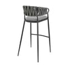 Viji 26 Inch Counter Stool Chair Gray Faux Leather Fabric Back Black Iron By Casagear Home BM298913