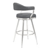 Knw 26 Inch Swivel Counter Stool Chair Vintage Gray Faux Leather Chrome By Casagear Home BM298922