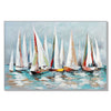 Hy 39 x 59 Hand Painted Multicolor Floating Boats, Modern, White Frame  By Casagear Home