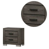 Lola 22 Inch Wood Nightstand with 2 Drawers Metal Bar Handles Dark Gray By Casagear Home BM298943