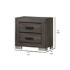 Lola 22 Inch Wood Nightstand with 2 Drawers Metal Bar Handles Dark Gray By Casagear Home BM298943