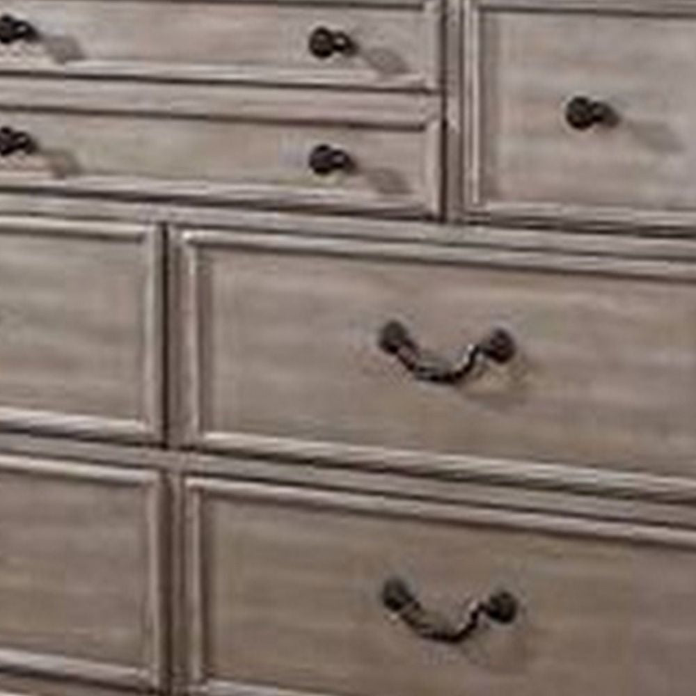 Aza 59 Inch Classic Dresser 8 Drawers Metal Drop Handles Champagne Gold By Casagear Home BM298947