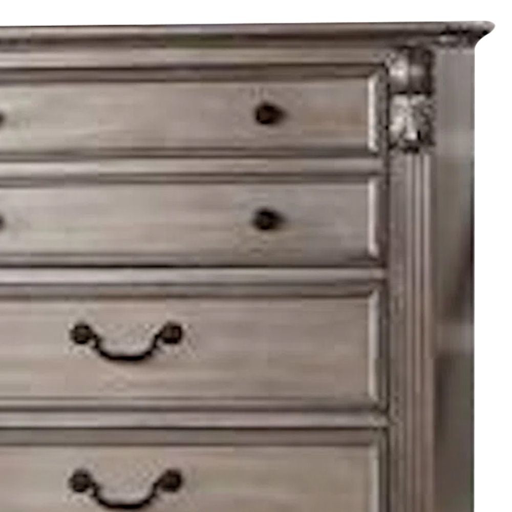 Aza 51 Inch Classic 6 Drawer Tall Dresser Chest Metal Drop Handles Gold By Casagear Home BM298948