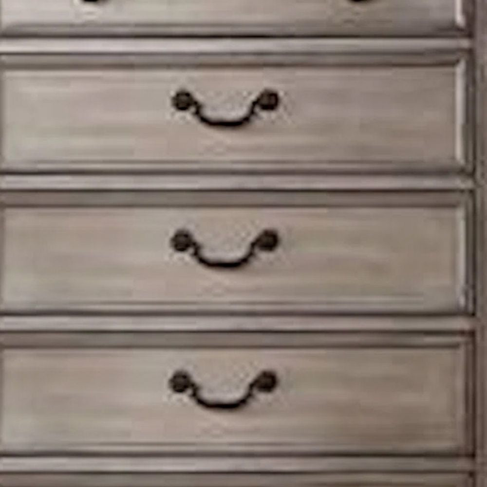 Aza 51 Inch Classic 6 Drawer Tall Dresser Chest Metal Drop Handles Gold By Casagear Home BM298948