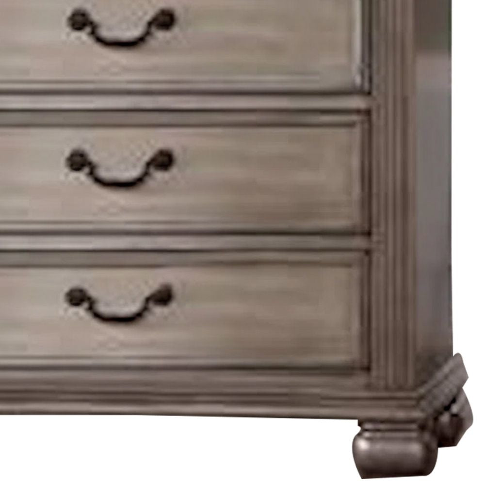 Aza 51 Inch Classic 6 Drawer Tall Dresser Chest Metal Drop Handles Gold By Casagear Home BM298948