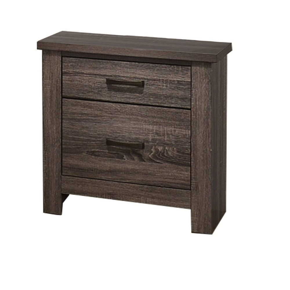 Soma 24 Inch Rustic 2 Drawer Nightstand, Sleek Metal Bar Handles, Oak Gray By Casagear Home