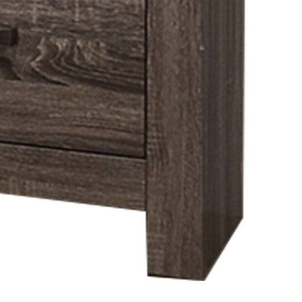 Soma 24 Inch Rustic 2 Drawer Nightstand Sleek Metal Bar Handles Oak Gray By Casagear Home BM298958