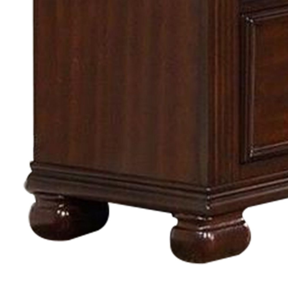 Miri 59 Inch 8 Drawer Dresser Brass Carved Trim Accents Cherry Oak Brown By Casagear Home BM298962