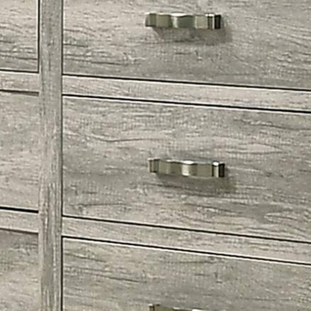 Yuna 59 Inch 6 Drawer Dresser Silver Metal Bar Handles Wood Grain Gray By Casagear Home BM298964