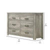 Yuna 59 Inch 6 Drawer Dresser Silver Metal Bar Handles Wood Grain Gray By Casagear Home BM298964