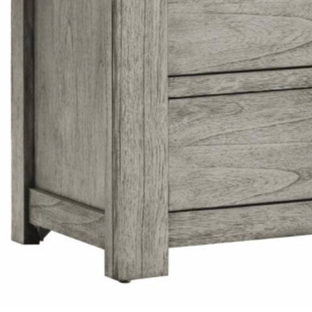 Yuna 52 Inch 5 Drawer Tall Dresser Chest Bar Handles Wood Grain Gray By Casagear Home BM298965