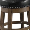 Drue 18 Inch Set of 2 Swivel Stools Nailhead Trim Black Faux Leather By Casagear Home BM298966