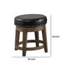 Drue 18 Inch Set of 2 Swivel Stools Nailhead Trim Black Faux Leather By Casagear Home BM298966