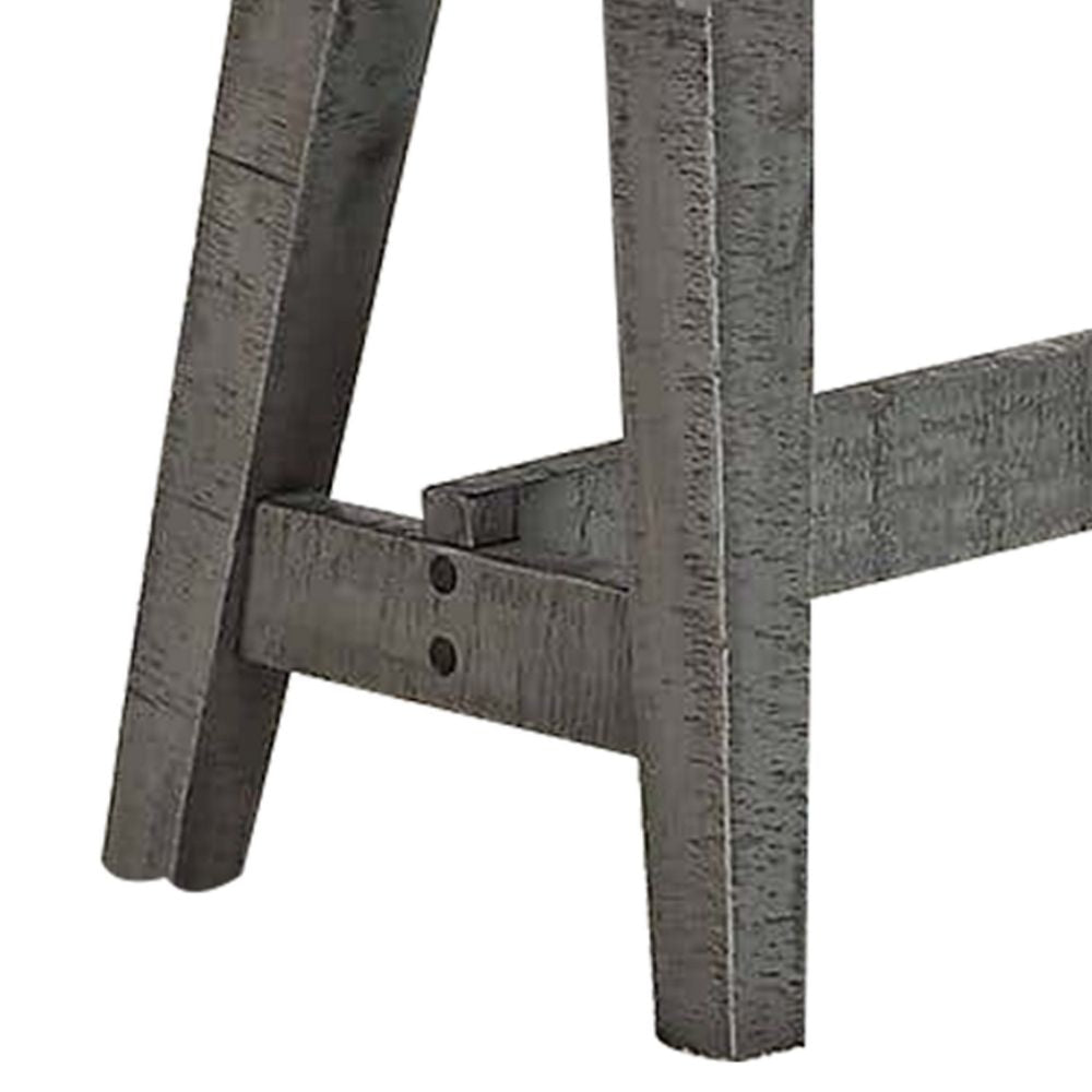 Alix 54 Inch Elegant Wood Dining Bench with Tapered Legs Distressed Gray By Casagear Home BM298981