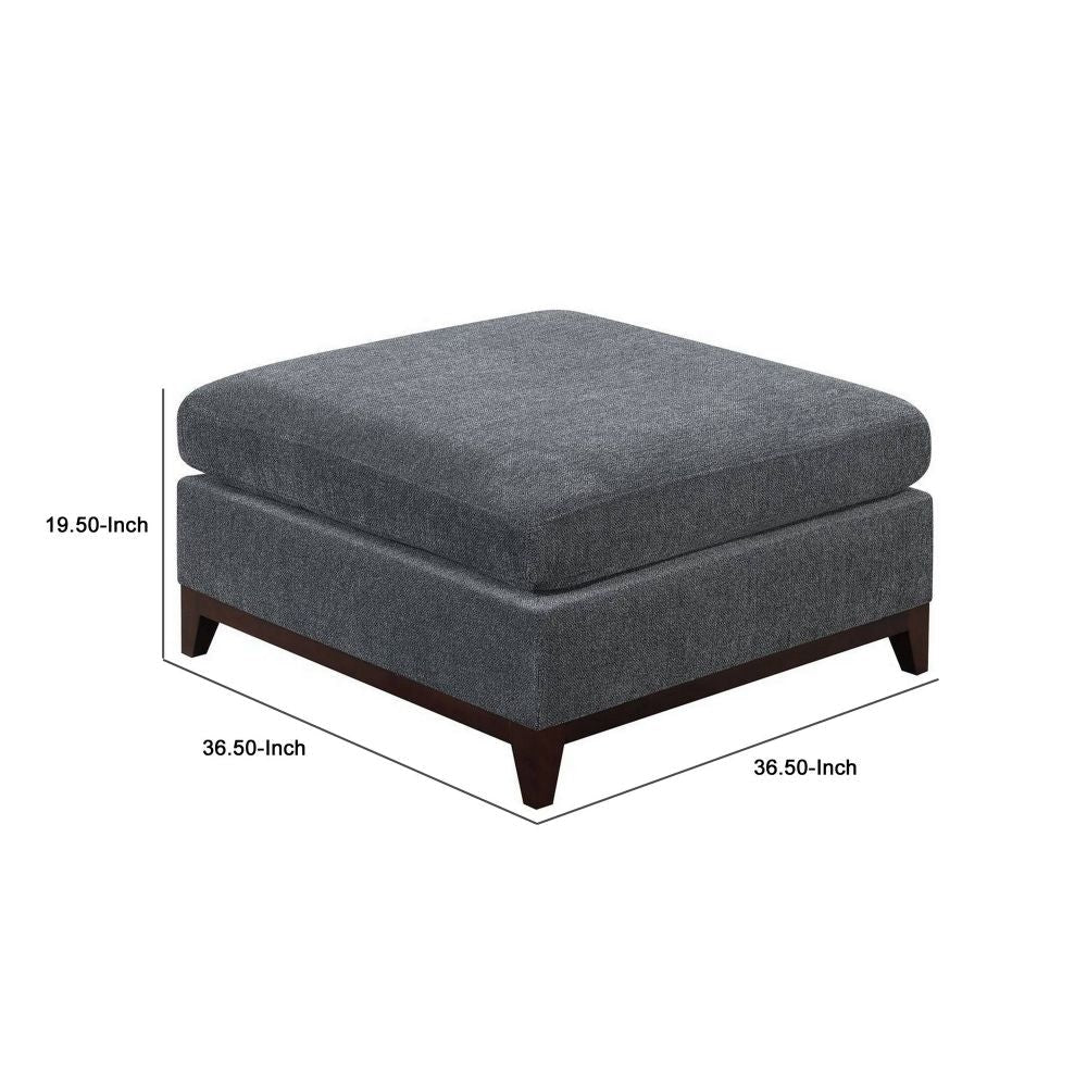 37 Inch Modern Square Ottoman with Foam Seating Gray Chenille Fabric By Casagear Home BM298986