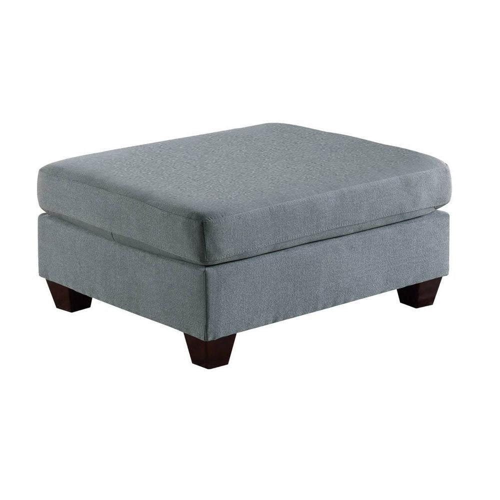 32 Inch Modern Square Ottoman with Plush Foam Seating, Gray Linen Fabric By Casagear Home