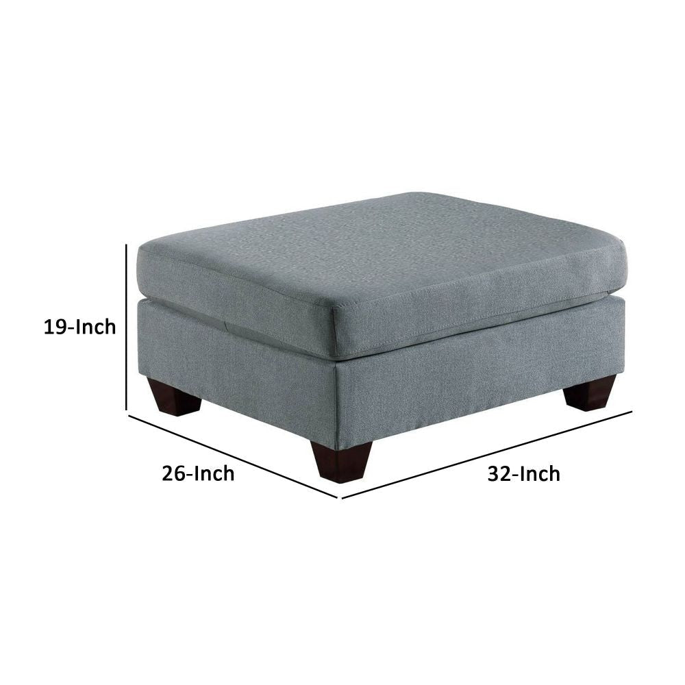 32 Inch Modern Square Ottoman with Plush Foam Seating Gray Linen Fabric By Casagear Home BM298987