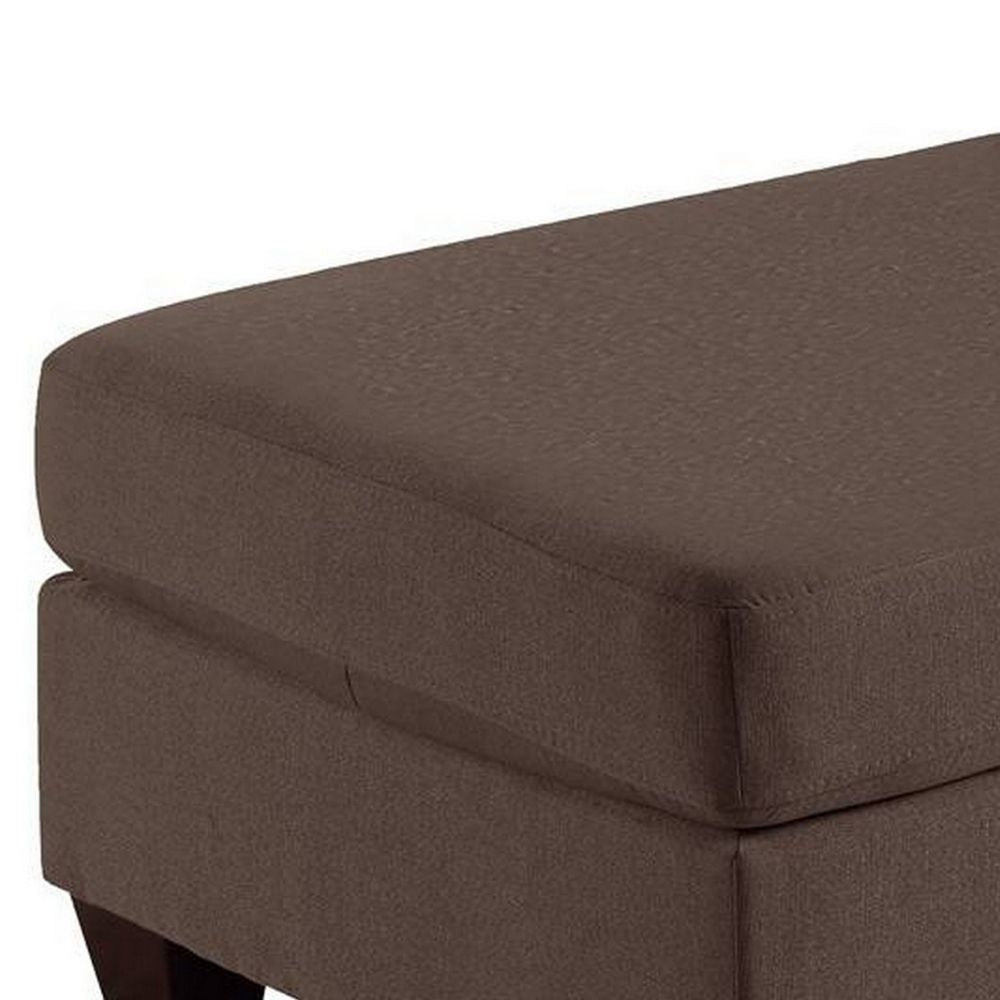 32 Inch Modern Square Ottoman with Foam Seating Coffee Brown Linen Fabric By Casagear Home BM298988