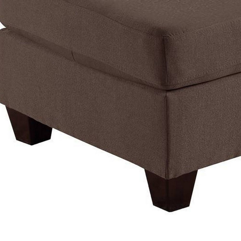 32 Inch Modern Square Ottoman with Foam Seating Coffee Brown Linen Fabric By Casagear Home BM298988