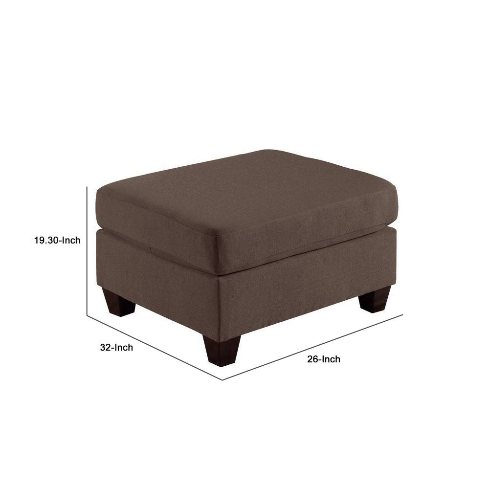 32 Inch Modern Square Ottoman with Foam Seating Coffee Brown Linen Fabric By Casagear Home BM298988