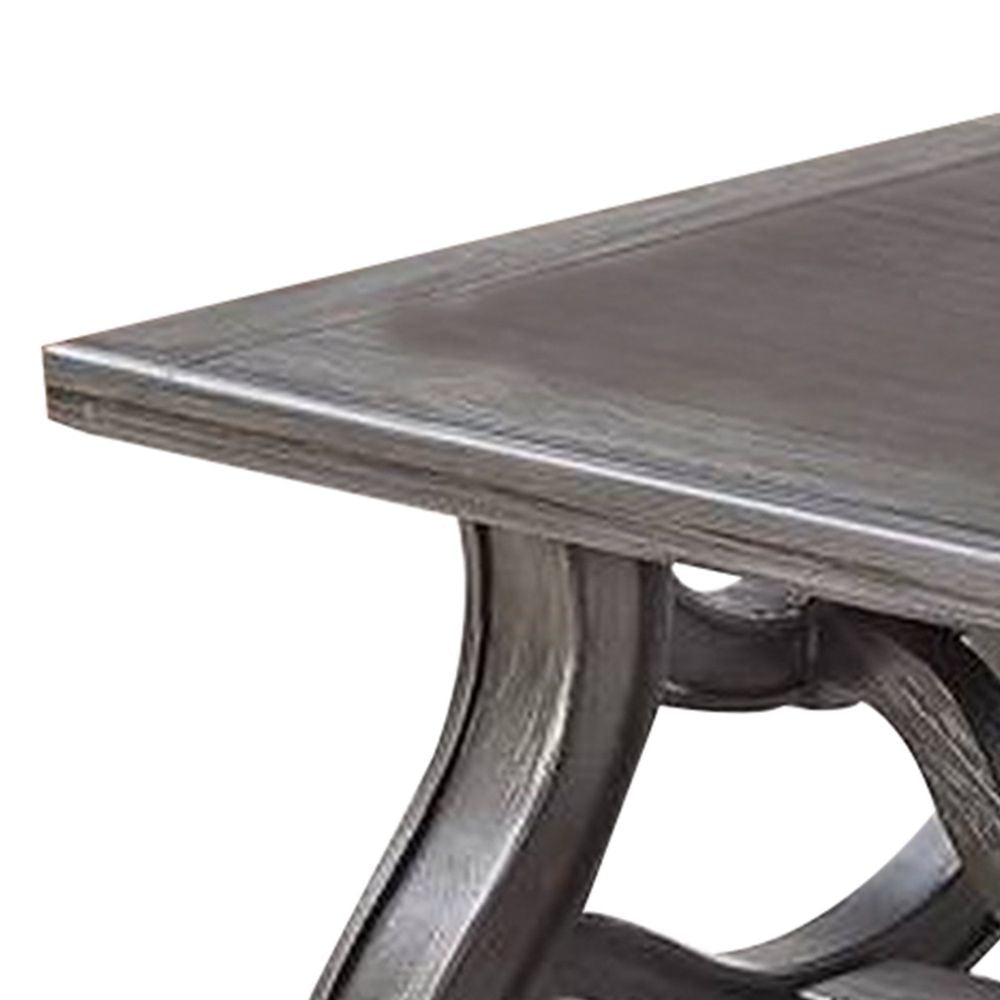 Jax 48 Inch Contemporary Coffee Table Flared Legs Beveled Platinum Gray By Casagear Home BM298999