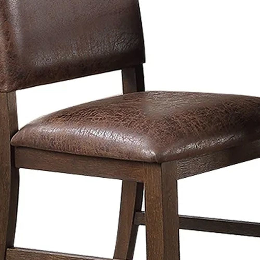 Maci 25 Inch Dining Chair Set of 2 Nailhead Trim Faux Leather Brown By Casagear Home BM299006